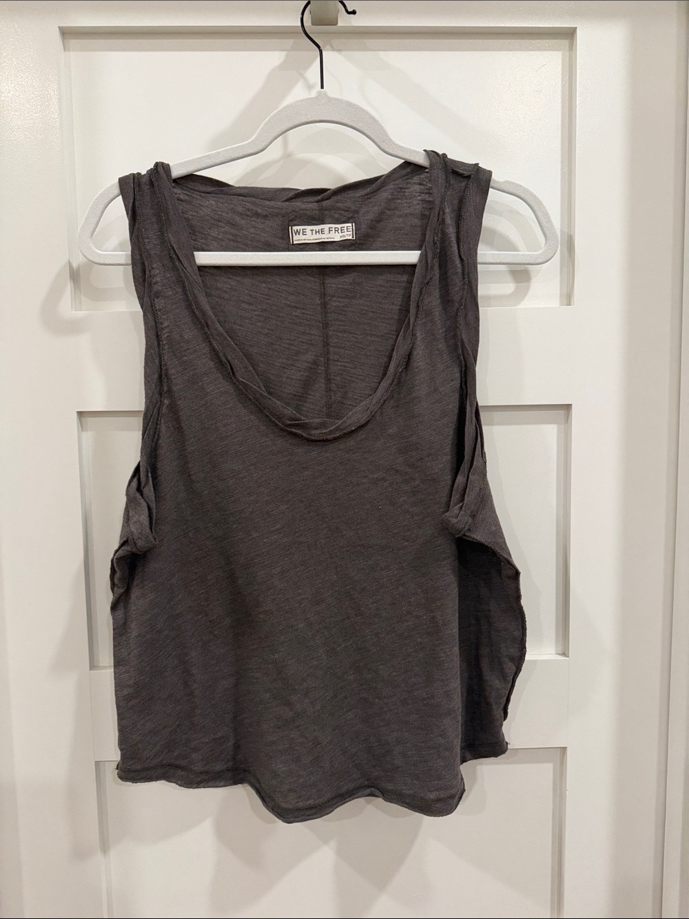 We The Free Charcoal Raw-Edge Scoop Tank